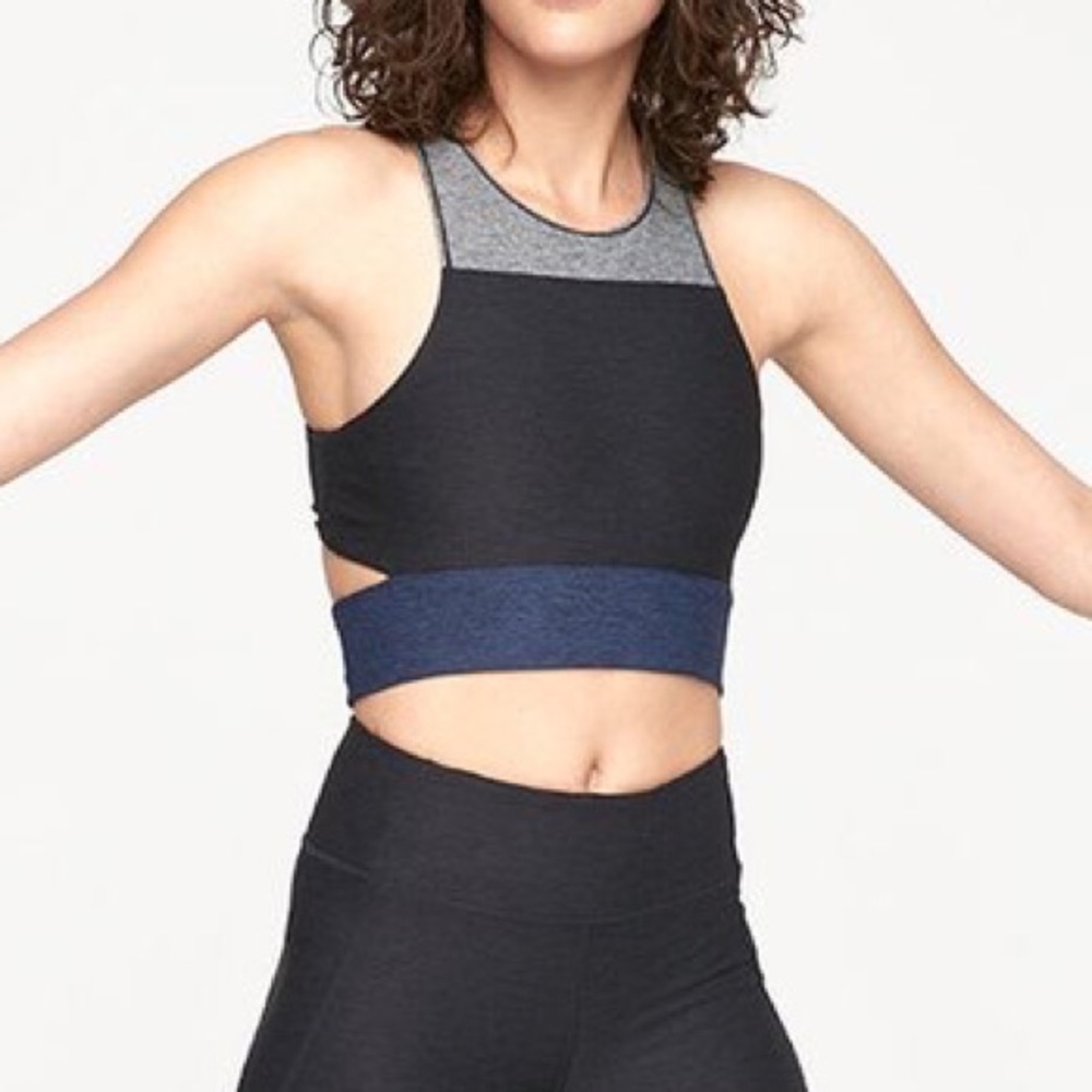 Outdoor Voices Tri-Tone Slashback Crop Top